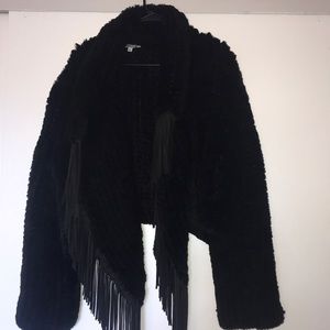 Black faux fur jacket